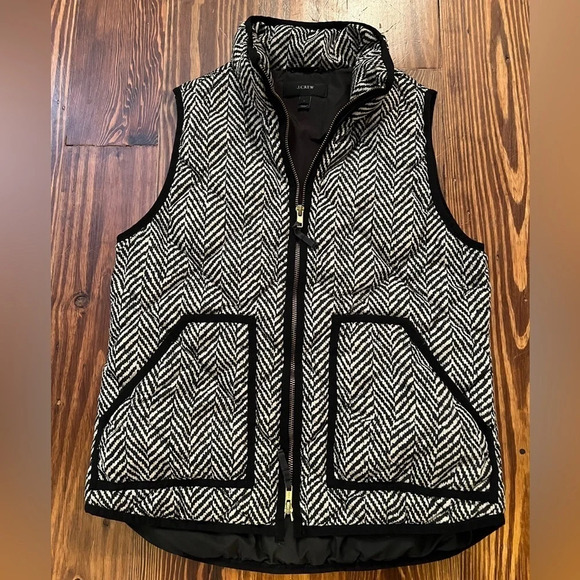 J. CREW Herringbone Excursion Quilted Down Puffer Vest Double Zipper - Picture 2 of 9